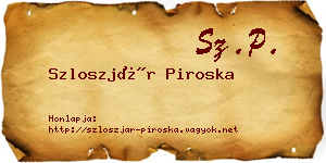 Szloszjár Piroska névjegykártya